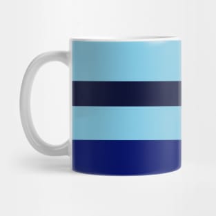 A delightful recipe of Sky Blue, Blue, Dark Imperial Blue and Cetacean Blue stripes. Mug